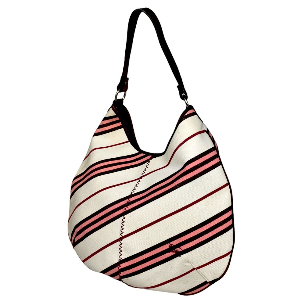Burberry Pink, Black & White Striped Hobo Bag